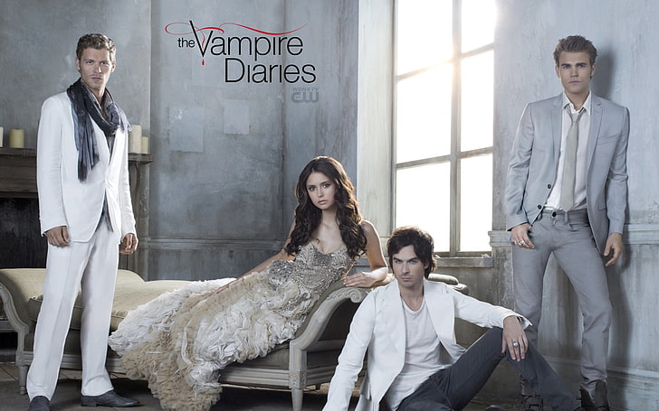Vampire Diaries duvar kağıdı, vampir günlükleri, nina dobrev, paul wesley, ian somerhalder, HD masaüstü duvar kağıdı