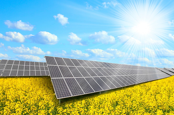 panel surya, sumber daya alam, energi matahari, Wallpaper HD