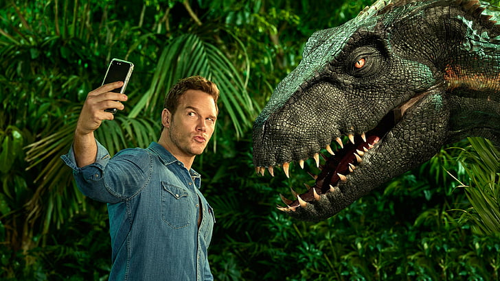 Chris Pratt, Jurassic World: Fallen Kingdom, Chris Pratt, dinosaur, 4k, HD wallpaper