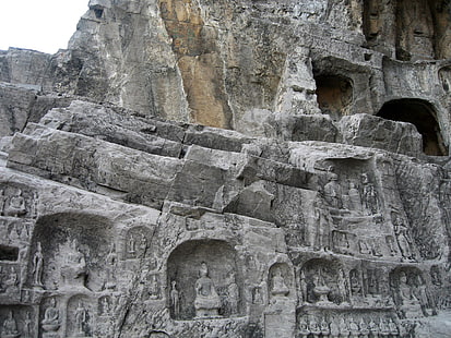 relieve de hormigón gris, grutas de longman, cueva, piedra, diseño, estilo, historia, Fondo de pantalla HD HD wallpaper