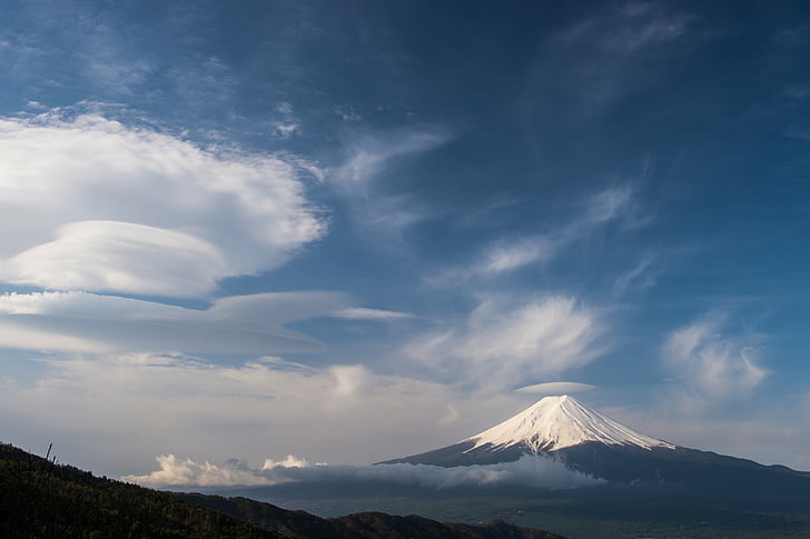 Vulkaner, Fuji-berget, Moln, Japan, Himmel, Stratovolcano, Volcano, Yamanashi Prefecture, HD tapet