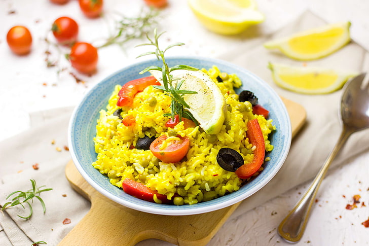 blur, bowl, close up, cook, cooking, cuisine, delicious, dinner, dish, eat, enjoy, epicure, food, health, healthy, lemon, lunch, main course, meal, nutrition, olives, paella, pepper, plate, restaurant, rice, rice dish, ros, HD wallpaper