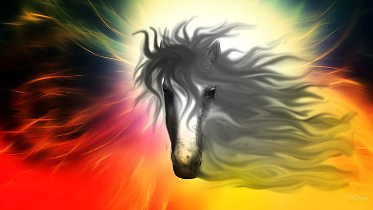 Мистичен кон, митичен, firefox персона, пламък, мистичен, огън, ярък, кон, животни, HD тапет