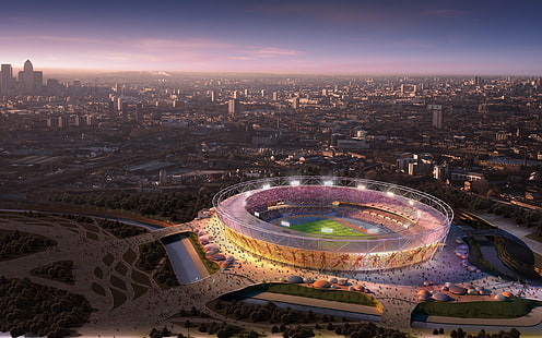 pintura digital del estadio, olimpiadas 2012, londres, estadio olímpico de londres 2012, Fondo de pantalla HD HD wallpaper