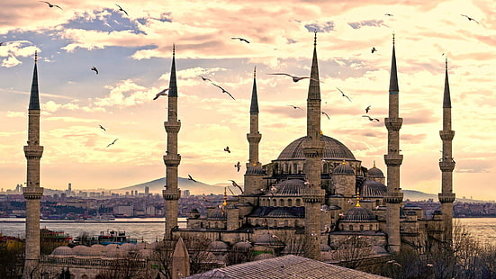モスク、トルコ、スルタンアーメドモスク、 HDデスクトップの壁紙 HD wallpaper