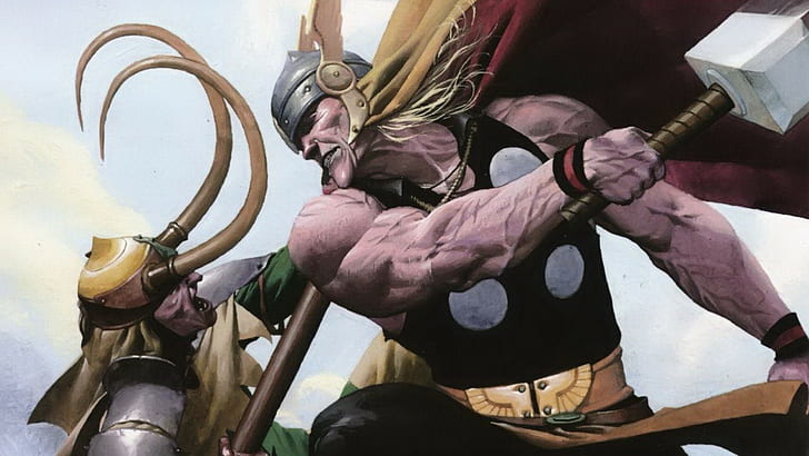 Thor Loki HD, çizgi film / komik, thor, loki, HD masaüstü duvar kağıdı