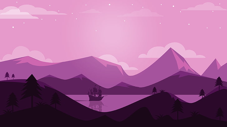 Purple, Panoramic, 4K, Mountains, Landscape, HD wallpaper