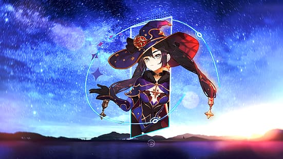 mona (Genshin Impact), Genshin Impact, karakter game, Wallpaper HD HD wallpaper