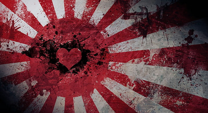 coeur, Japon, drapeau, amour, foyer, Fond d'écran HD