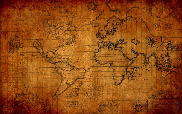 map-printed paper, the world, map, old, HD wallpaper