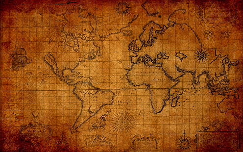 地図印刷された紙、世界、地図、古い、 HDデスクトップの壁紙 HD wallpaper