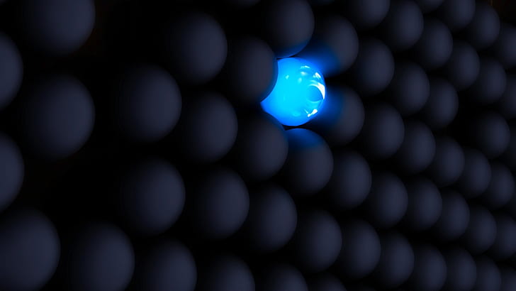Blaue Kugel, glühend, 3D, blaue Kugel, glühend, 3d, HD-Hintergrundbild