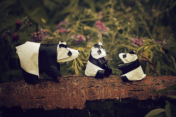 origami, papper, panda, HD tapet