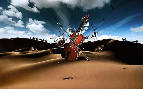 Violin Drum Piano HD, Musik, Klavier, Geige, Trommel, HD-Hintergrundbild HD wallpaper
