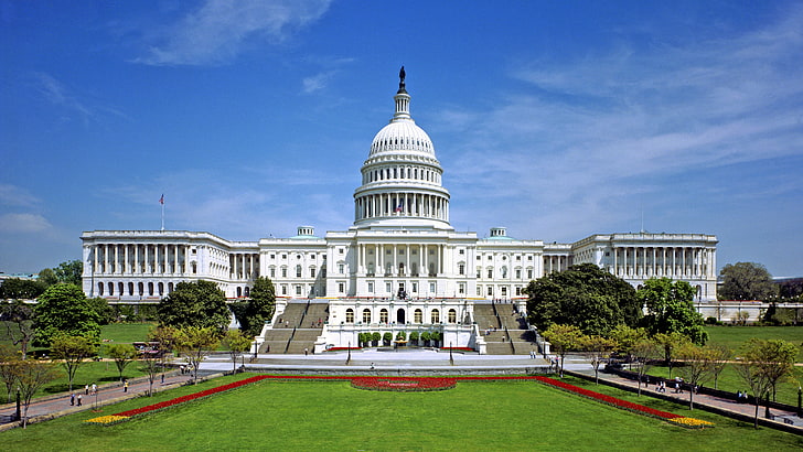 アメリカ合衆国議会議事堂ホワイトハウスウェストフロント、 HDデスクトップの壁紙
