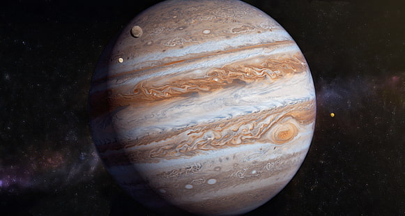 fond d'écran de la planète, étoiles, Jupiter, système solaire, satellites, géant gazier, Fond d'écran HD HD wallpaper