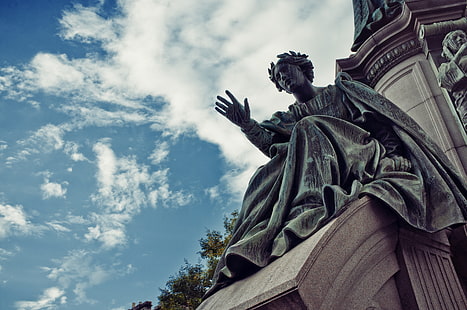 تمثال خرساني رمادي ، نحت ، تمثال ، نصب تذكاري ، اسكتلندا ، إدنبرة، خلفية HD HD wallpaper