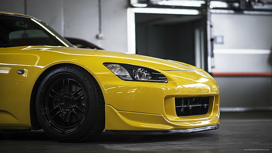 żółte samochody, samochód, tuning, honda s2000, Tapety HD HD wallpaper