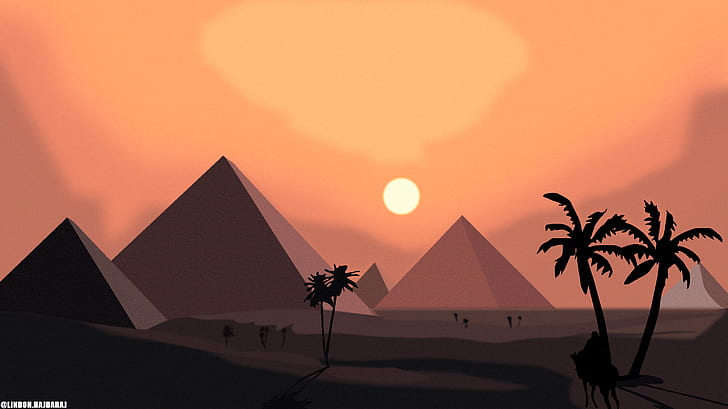 エジプト、ベクトル、シンプル、ピラミッド、シンプルさ、ベクターグラフィックス、 HDデスクトップの壁紙