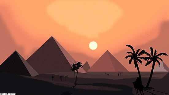 مصر ، ناقلات ، بسيطة ، هرم ، بساطة ، ناقلات الرسومات، خلفية HD HD wallpaper