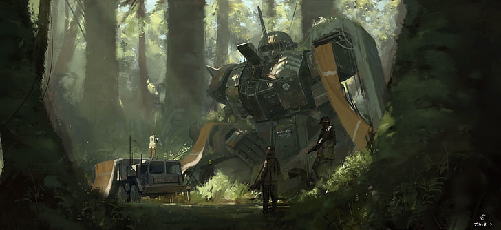 Zaku II illustration, konstverk, science fiction, Gundam, Zaku II, HD tapet