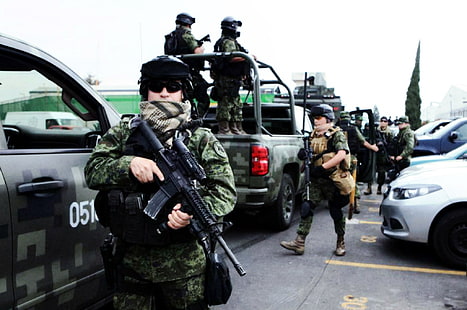 Mexiko, mexikanischer Soldat, mexikanische Polizei, Armee, Militär, Soldat, M4, HD-Hintergrundbild HD wallpaper
