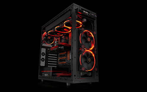 black computer tower, PC gaming, computer, PC cases, technology, Gigabyte, hardware, simple background, HD wallpaper HD wallpaper