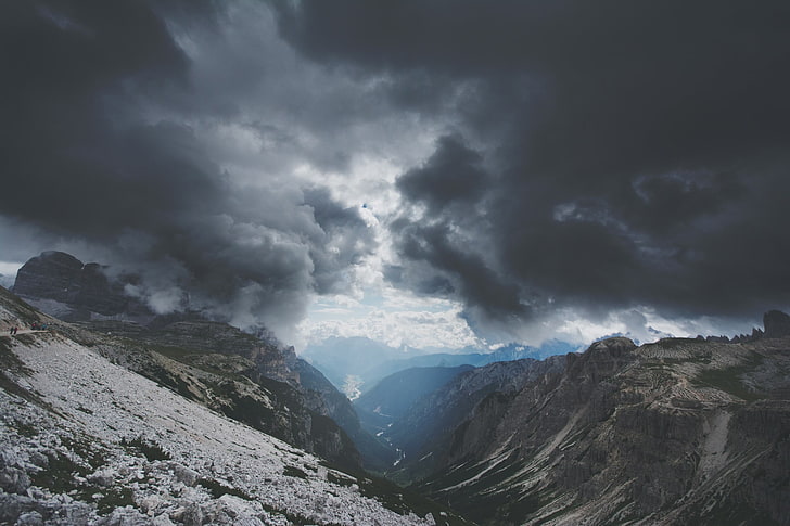 ภาพวาดนามธรรมขาวดำเมฆภูเขาธรรมชาติภูมิทัศน์, วอลล์เปเปอร์ HD