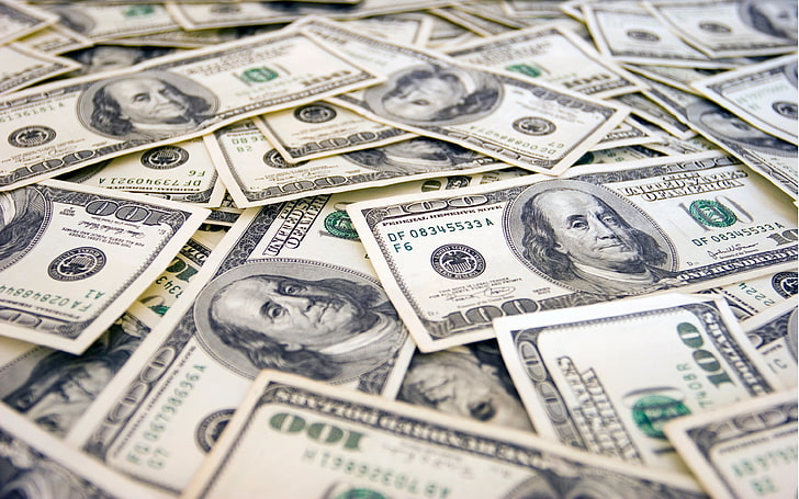 100 billetes de dólar estadounidense, Macro, dinero, dólares, Benjamin Franklin, Fondo de pantalla HD