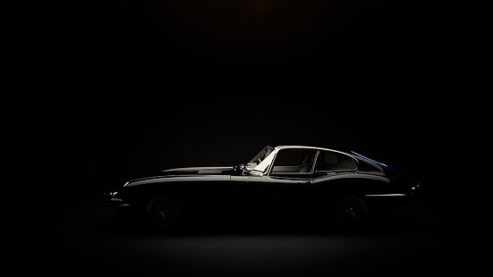 black coupe, jaguar, automonile, type-e, Wallpaper HD HD wallpaper