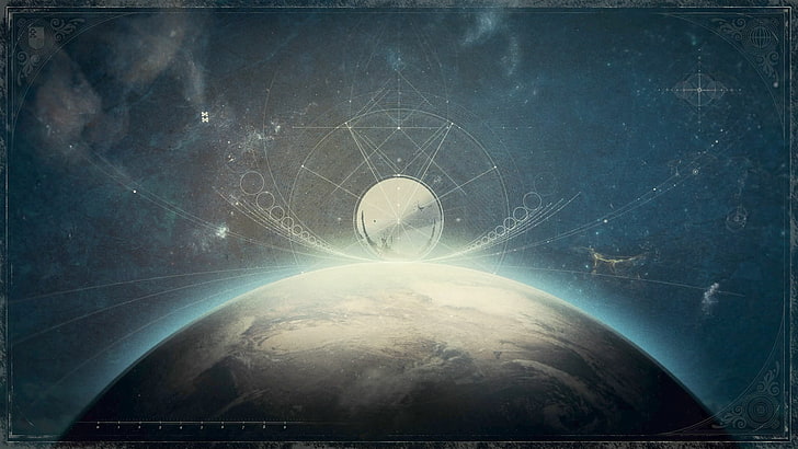 плакат земли, космос, Земля, Солнце, Судьба (видеоигра), HD обои