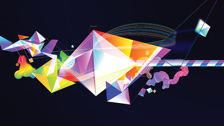 mehrfarbige Tapete, Linie, Vektor, Dreieck, Oit8doi2, Bruno Borges, HD-Hintergrundbild