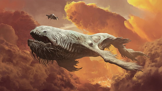 digitale Tapete des grauen und braunen Monsters, Fantasiekunst, Grafik, Leviathan, HD-Hintergrundbild HD wallpaper