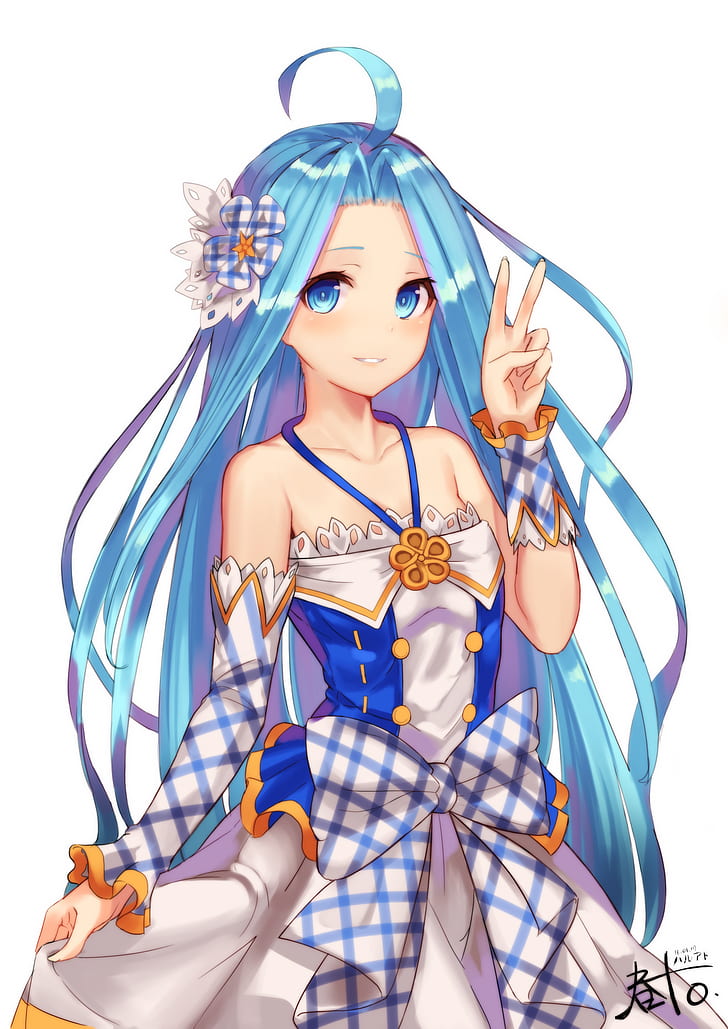 Anime, Anime Girls, Granblue Fantasy, langes Haar, blaues Haar, blaue Augen, Kleid, HD-Hintergrundbild, Handy-Hintergrundbild