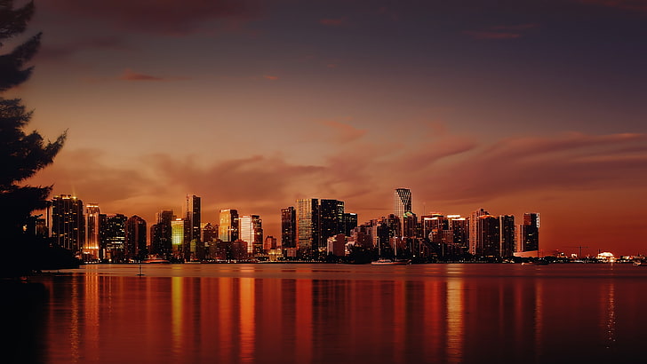 ville, USA, Miami, paysage urbain, nuages, Fond d'écran HD