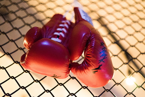 paio di guanti rossi, guantoni da boxe, lotta, boxe, Sfondo HD HD wallpaper