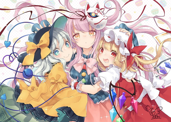 Anime, Touhou, Flandre Scarlet, Hata no Kokoro, Koishi Komeiji, HD-Hintergrundbild
