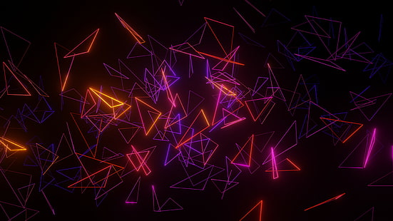 3D, Neon, Formen, Dreieck, HD-Hintergrundbild HD wallpaper