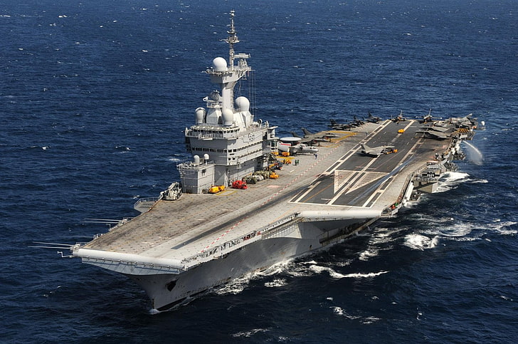 軍艦、空母、フランス空母シャルルドゴール（R91）、軍艦、 HDデスクトップの壁紙