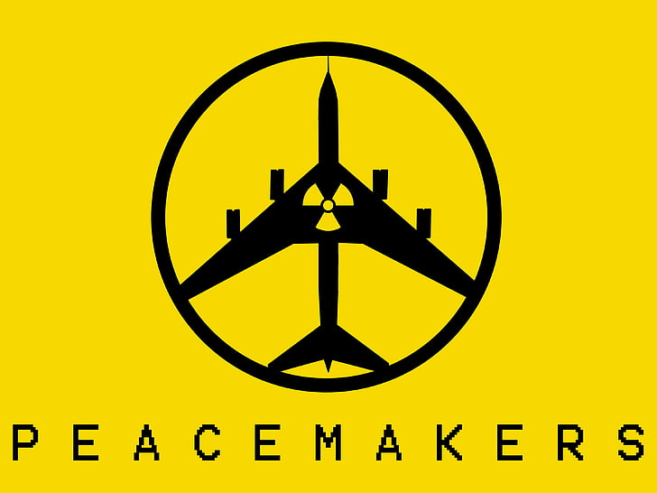 pokój, wojna, nuklearna, bombowiec, żółte tło, minimalizm, Metal Gear Solid: Peace Walker, Tapety HD