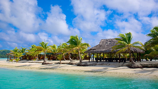 جزر كوك ، شاطئ موري ، أرخبيل جزر بولينيزيا ، بين بولينيزيا الفرنسية وساموا ، خلفية سطح المكتب عالية الدقة 1920 × 1080، خلفية HD HD wallpaper