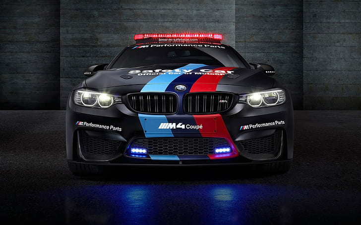 2015 BMW M4 MotoGP Safety Car 2 Car HD, черный спортивный автомобиль, 2015 год, motogp, безопасность, HD обои