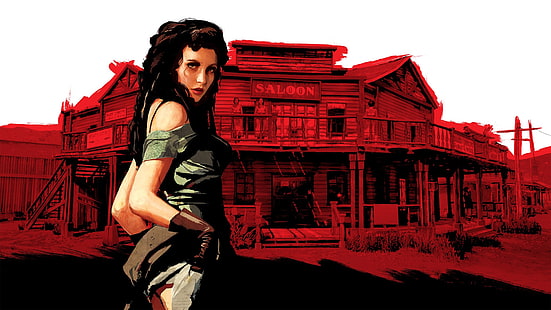 женский зеленый топ с открытыми плечами, Red Dead Redemption, видеоигры, HD обои HD wallpaper