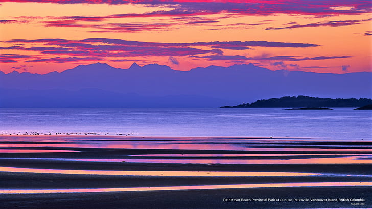 Parco provinciale di Rathtrevor Beach ad alba, Parksville, isola di Vancouver, Columbia Britannica, albe / tramonti, Sfondo HD