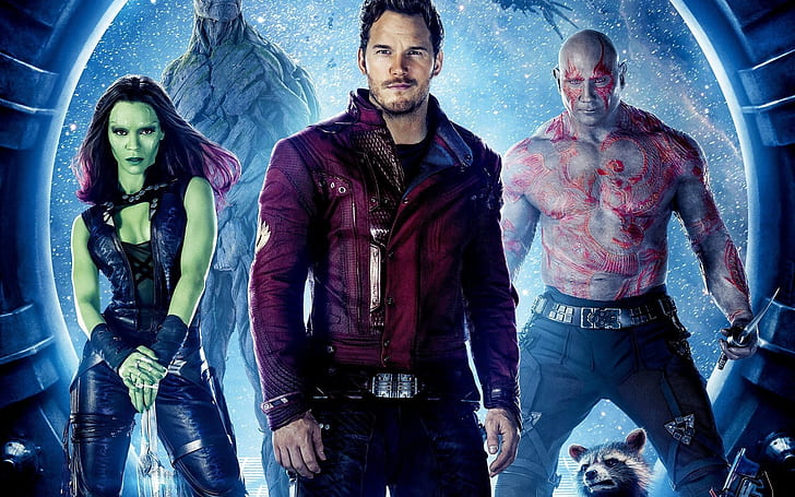 Guardians of the Galaxy Charaktere, Film 2014, Groot, Star-Lord, Gamora, Drax, Roket, HD-Hintergrundbild