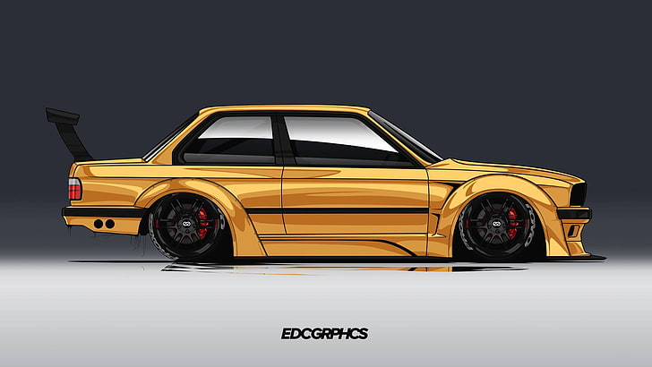 EDC Graphics, BMW M3 E30, render, BMW, German cars, HD wallpaper