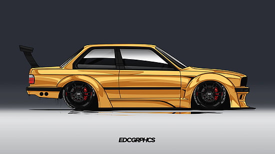 EDC 그래픽, BMW M3 E30, 렌더링, BMW, 독일 자동차, HD 배경 화면 HD wallpaper