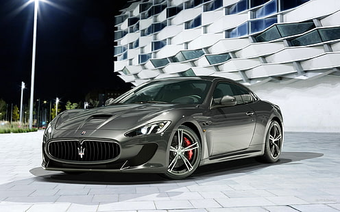Maserati Granturismo Night HD, сив maserati gran turismo, автомобили, нощ, maserati, granturismo, HD тапет HD wallpaper
