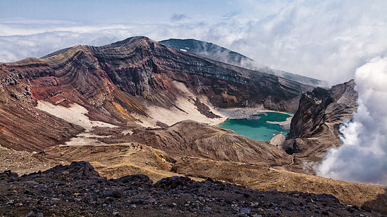 камчатское вулкан озеро, HD обои HD wallpaper