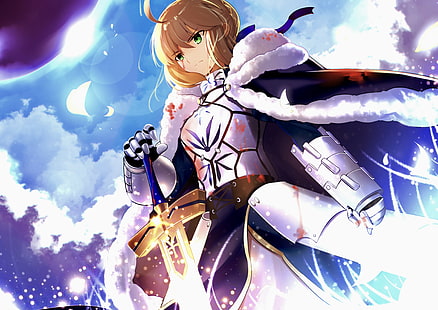 artoria pendragon, saber, fate grand order, blonde, sword, cape, Anime, HD wallpaper HD wallpaper